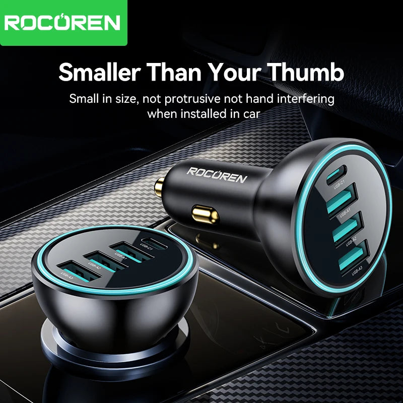 Rocoren 55W 4 Ports Car Charger