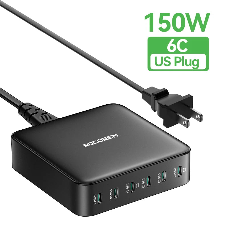 Rocoren 150W 6-Port Desktop Charger