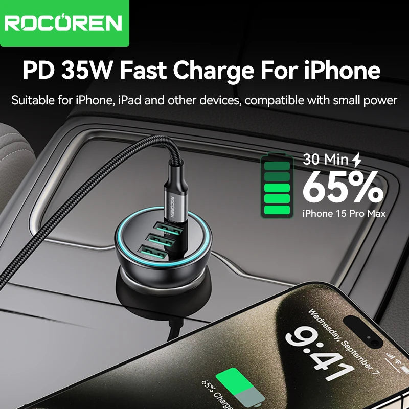 Rocoren 55W 4 Ports Car Charger
