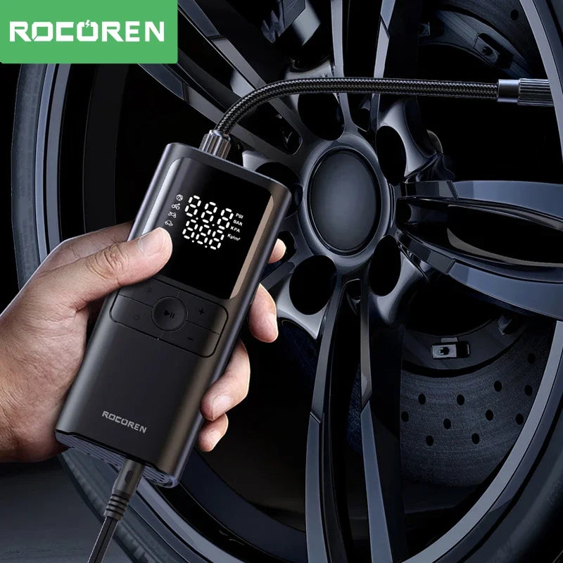 Rocoren Car Inflator Air Pump Portable Compressor 12V High Pressure Digital Inflatable For Car Motorcycles Bicycle Electric Tire