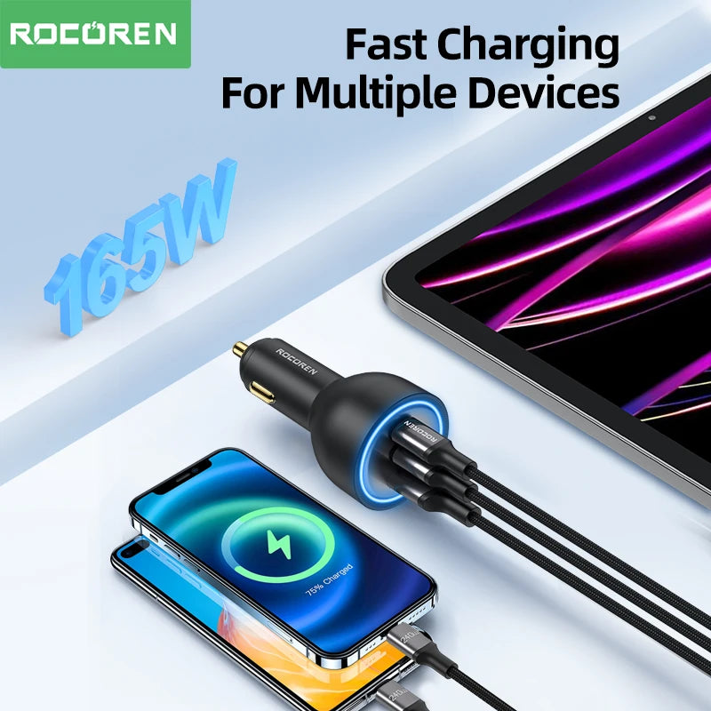 Rocoren 165W 3-Port Car Charger