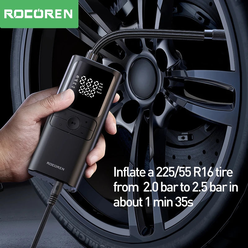 Rocoren Car Inflator Air Pump Portable Compressor 12V High Pressure Digital Inflatable For Car Motorcycles Bicycle Electric Tire