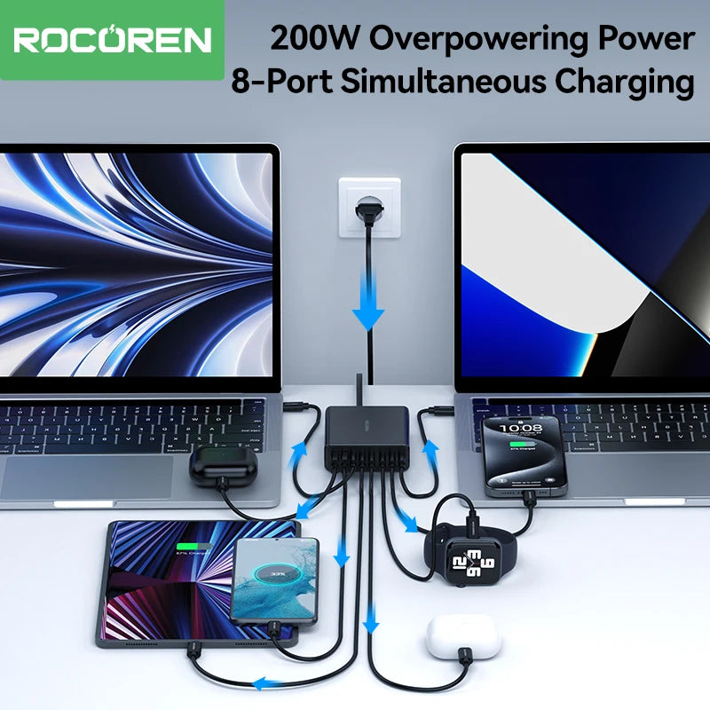 Rocoren 200W 8-Port Desktop Charger