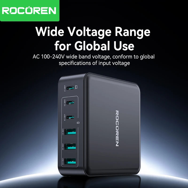 Rocoren 160W 6-Ports Desktop Charger