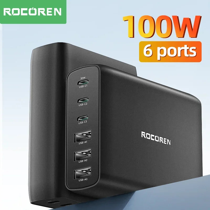 Rocoren 100W 6-Port Desktop Charger