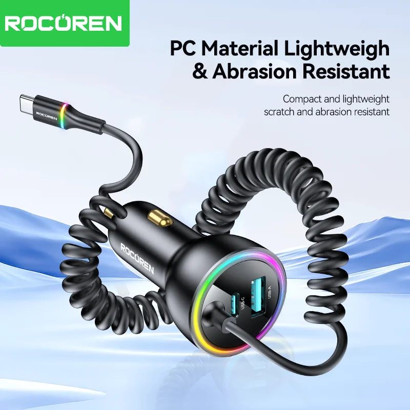 Rocoren 70W Car Charger with Spring Cable